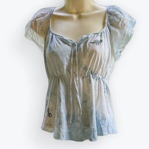 Embellished Pastel Coquette Top by Language LA Romantic Empire Waist ~ M